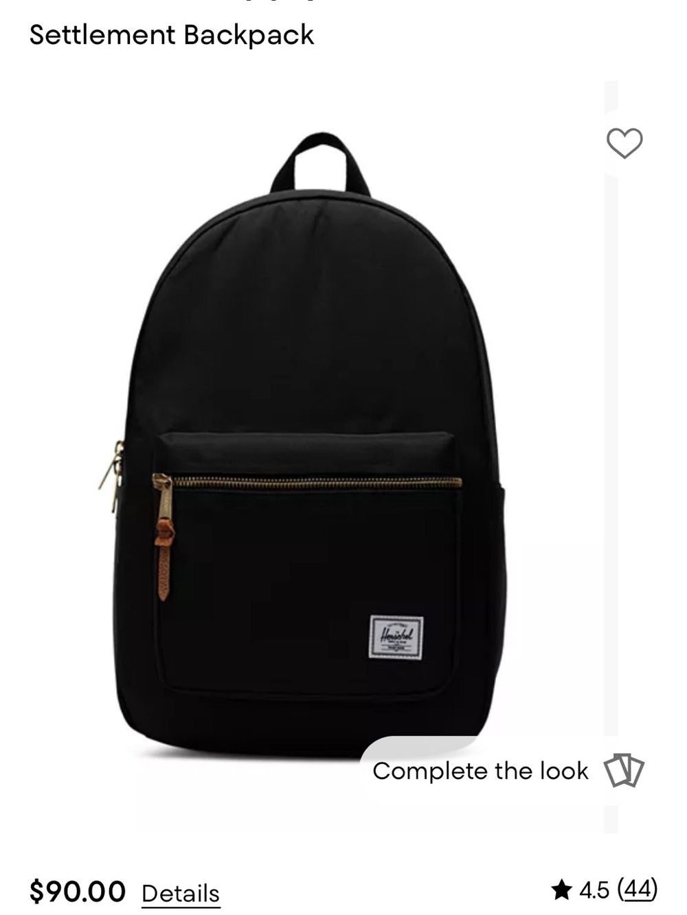 Herschel Supply Company Black Settlement Backpack with Leather Accents